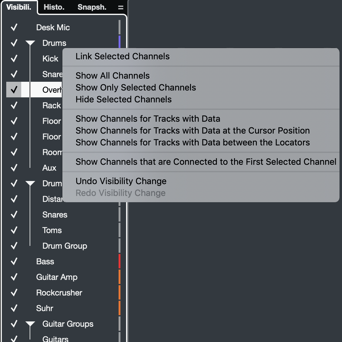 Track/Channel Visibility