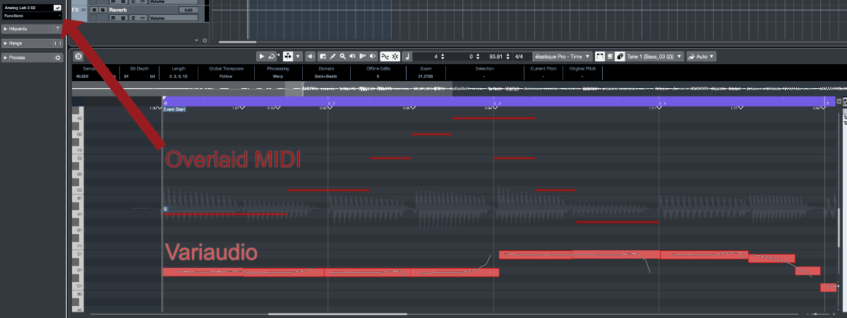 Overlaid MIDI on VariAudio
