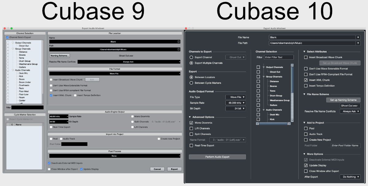 New export dialog