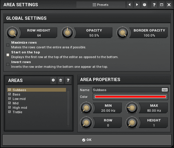 Area Settings