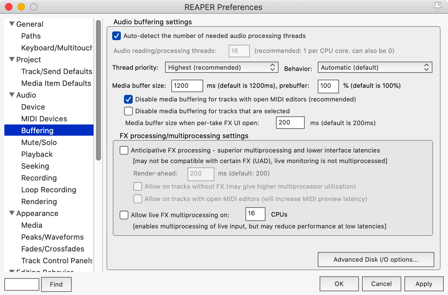 Buffer Settings