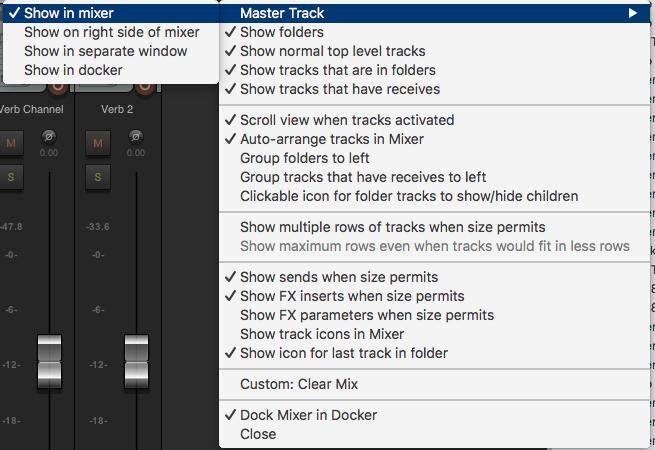 Current mixer settings