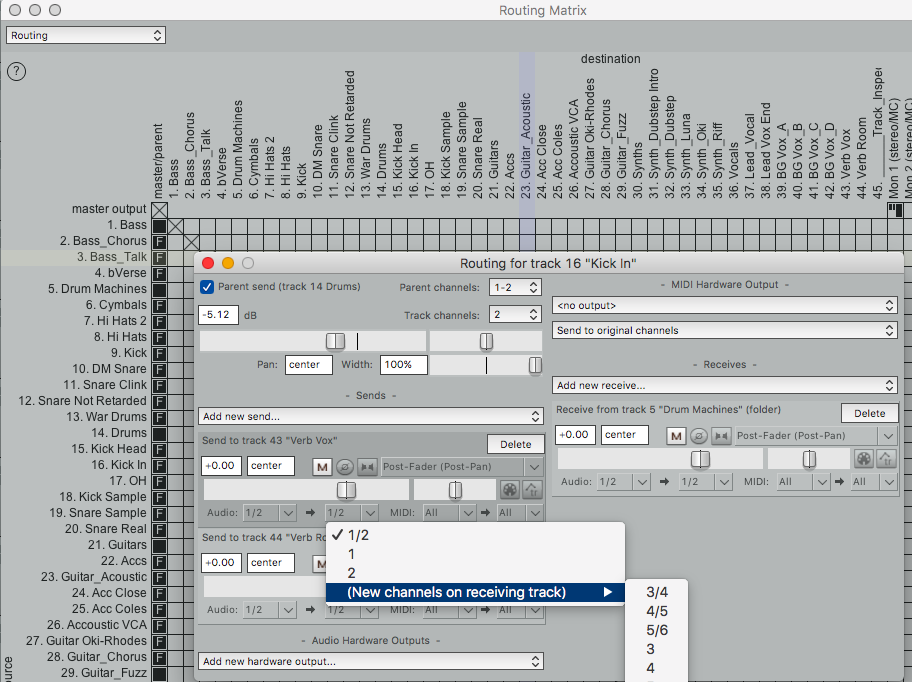 Routing in Reaper