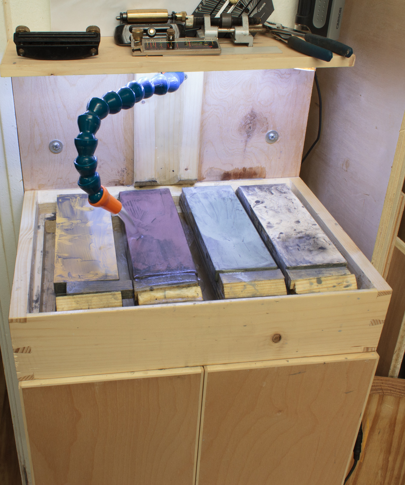 Water shop stone sharpening